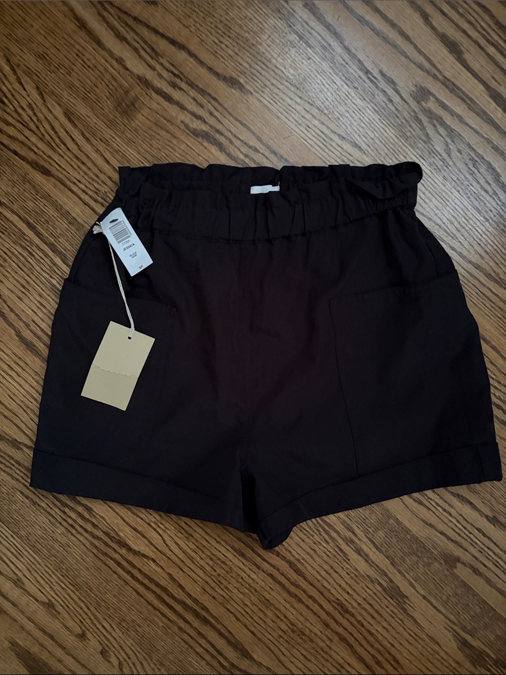 Wilfred Free Jessica Black High-Waist Paperbag Shorts